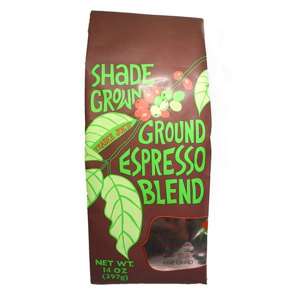 Trader Joe's Shade Grown Ground Espresso Blend 100% Arabica Beans Dark Roast Fine Grind