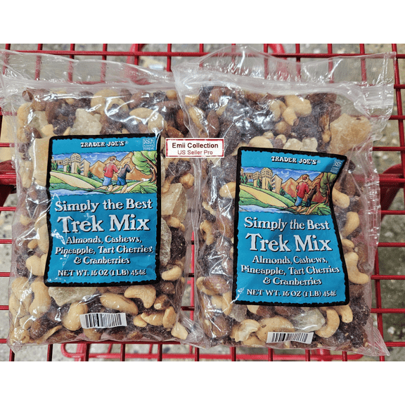Trader Joes Simply the Best Trek Mix Almonds, Cashews, Pineapple, Tart Cherries & Cranberries, 16oz 454g (2 Bags)