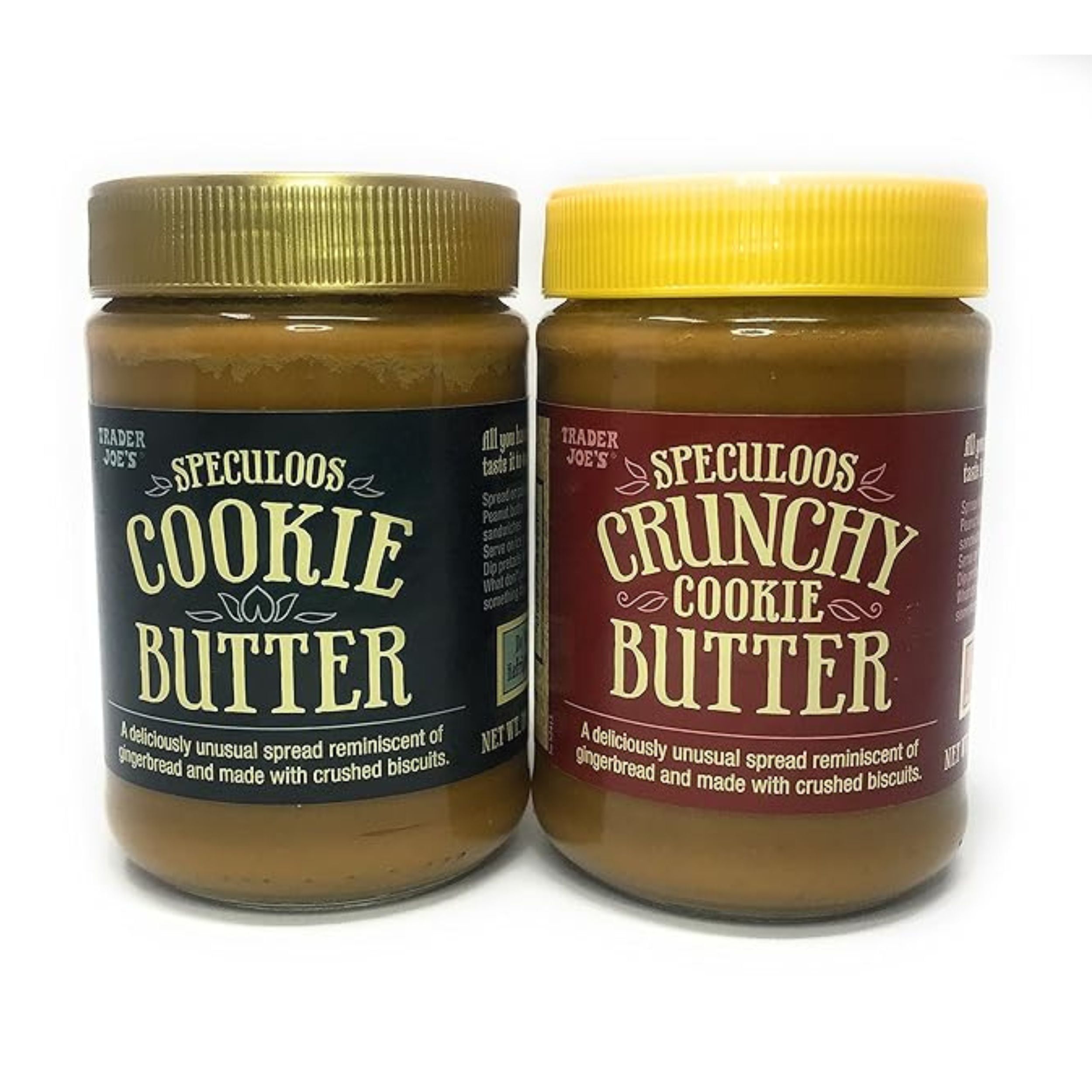 Trader Joe's Speculoos Cookie Butter and Crunchy Cookie Butter 14.1 oz (Pack of 2)