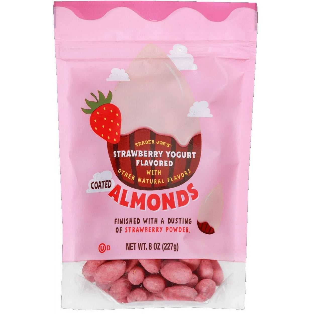 Trader Joe’s Strawberry Coated Almonds – Strawberry Yogurt Covered Nuts with Strawberry Powder Finish, 8 oz Bag