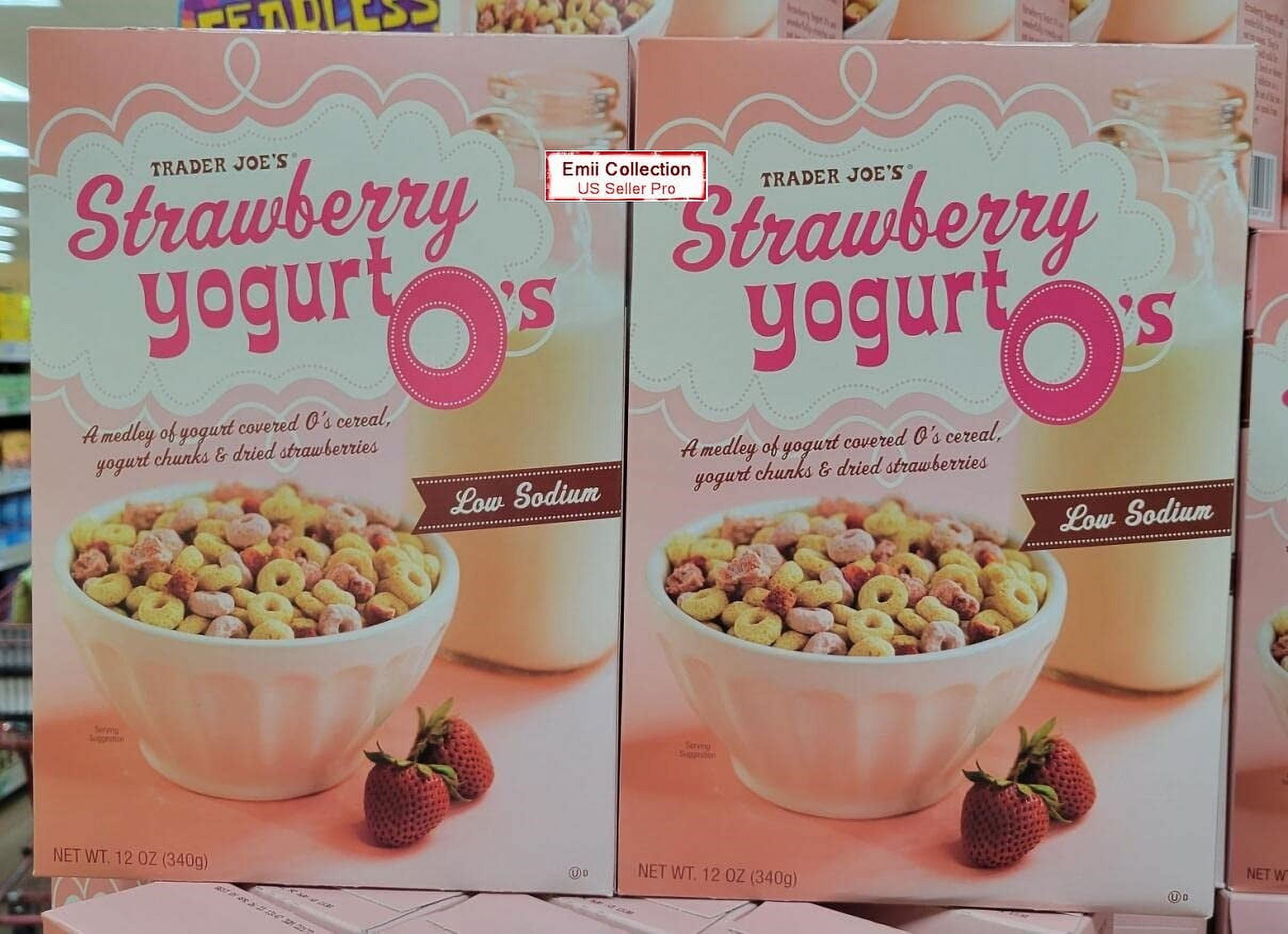 Trader Joe’s Strawberry Yogurt O’s Cereal Low Sodium 12oz 340g (2 Boxes