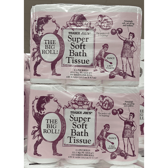Trader Joes Super Soft Bath Tissue 6 Big Rolls 2-PLY (2 Bags)