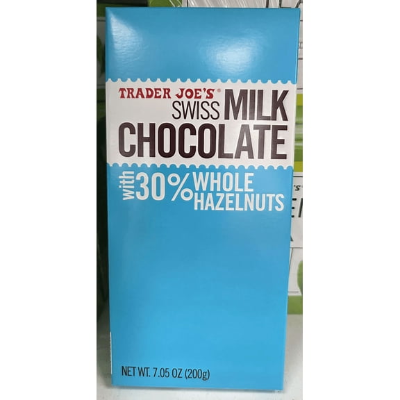 Trader Joe's Swiss Milk Chocolate with 30% Whole Hazelnuts 7.05oz 200g (Single Bar)