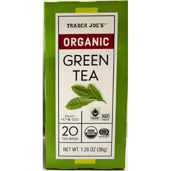Trader Joe's USDA Organic Green Tea Hot or Cold (20 Tea Bags) (Pack of 1)
