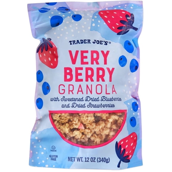Trader Joe's Very Berry Granola with Sweetened Dried Blueberries and Dried Strawberries, Gluten Free, 12 oz