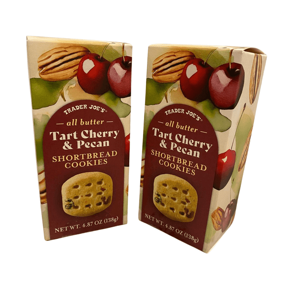 Trader Joes All Butter Tart Cherry & Pecan Shortbread Cookies 4.87 oz - Pack of 2