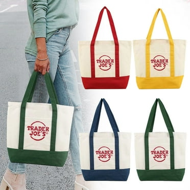Trader Joes Bag NEW Trader/’s Canvas Tote Bag Set Of A Bag HAND READY TO Trader Large Tote Bag Cotton Canvas Embroidered Bag