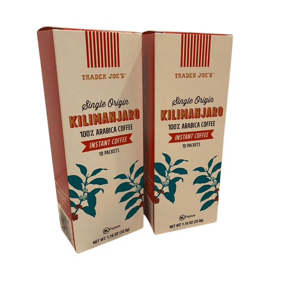 Trader Joes Kilimanjaro Instant Coffee 100 Percent Arabica 10 Packets, Pack of 2