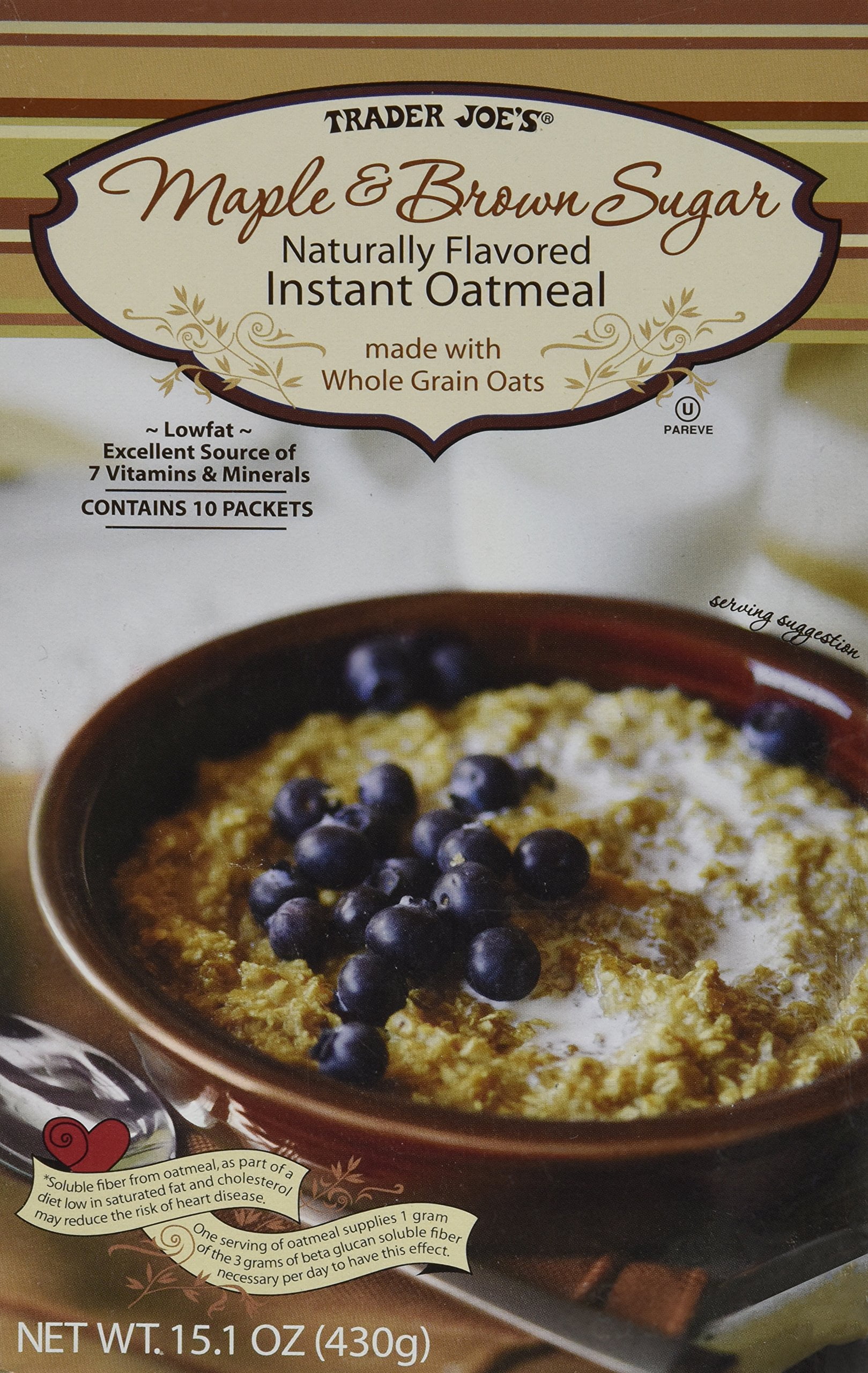 Trader Joes Maple & Brown Sugar Naturally Flavored Instant Oatmeal Packaging May Vary