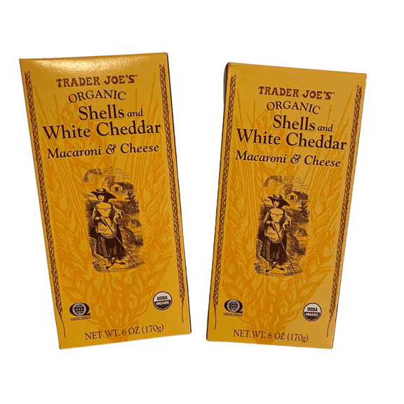 Trader Joes Organic Shells and White Cheddar Macaroni & Cheese, 6 oz- Pack of 2