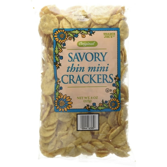 Trader Joes Original Savory Thin Mini Crackers 8Oz(227G) Packaging May Vary