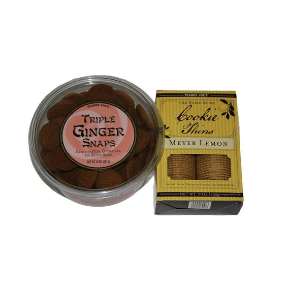 Trader Joes's Cookie Bundle, 2-pack, Triple Ginger Snaps and Meyer Lemon Cookie Thins