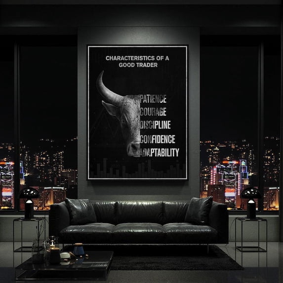 Trader Motivational Poster Or Canvas, Characteristics Of A Good Trader, Patience Courage Discipline Confidence, Stock Market Decor Trading Gift