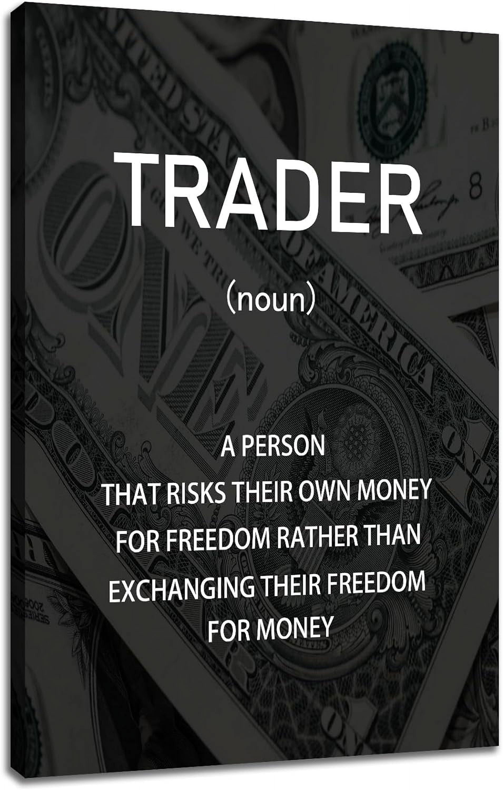 Trader Noun Definition Canvas Wall Art Motivational Saying Print Poster