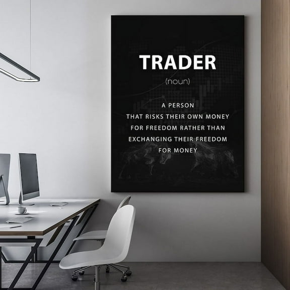 Trader Noun Definition Motivational Wall Art Trader Office Decor Canvas Or Poster, Gift For Trading Investor, Money Trade Stock Market Sign