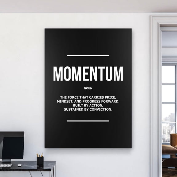 Trader Wall Art €“ Momentum Definition Typography Poster For Home Office/Trading Room & Poster Home Decor UNFRAMED Poster, Wall Art for Decor, Present, 8x12