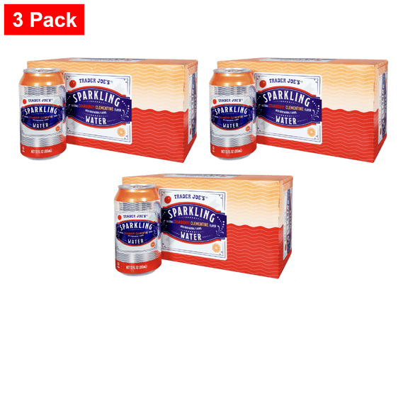 Trader joe's Cranberry Clementine Sparkling Water 12 Fl Oz (8 Cans) - 3 Pack