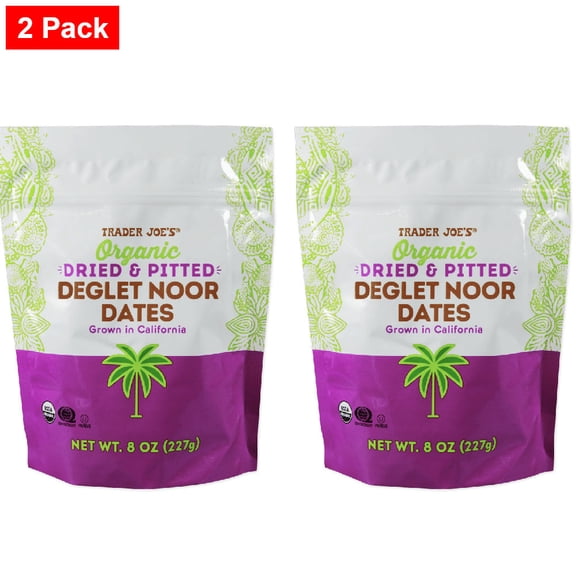 Trader joe's Organic Dried & Pitted Deglet Noor Dates 8 Oz - 2 pack