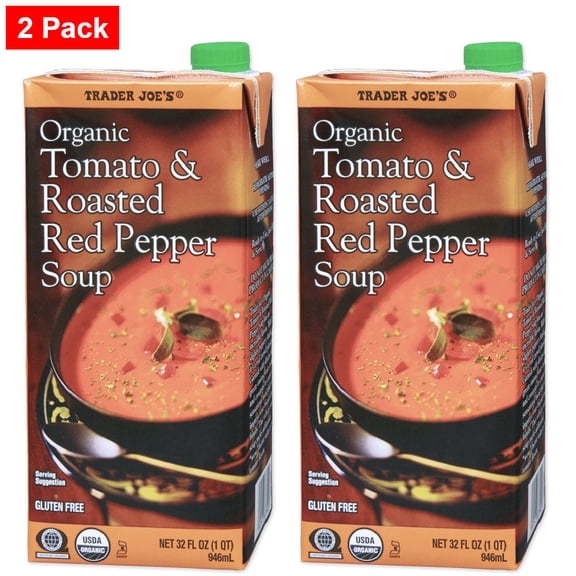 Trader joe's Organic Tomato & Roasted Red Pepper Soup 32 Fl Oz - 2 pack