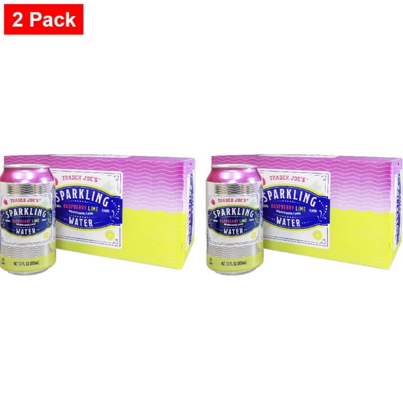 Trader joe's Raspberry Lime Sparkling Water 12 Fl Oz (8 Cans) - 2 pack
