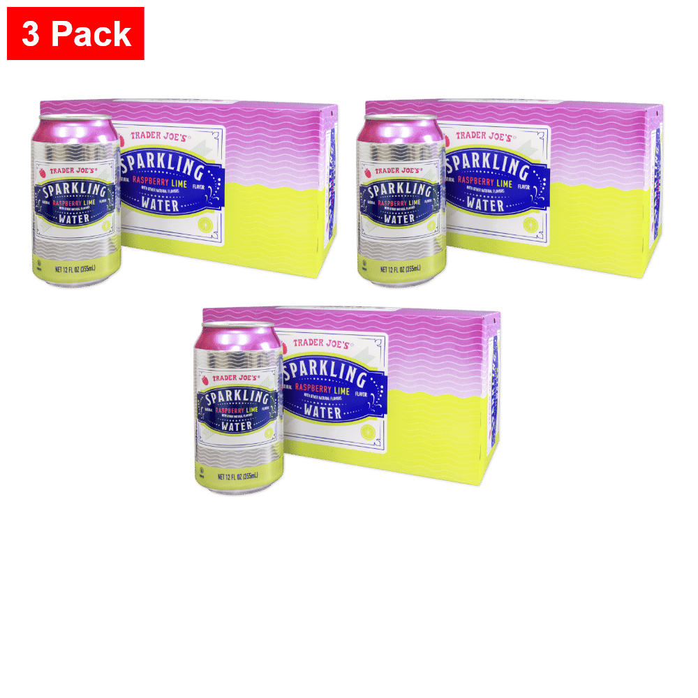 Trader joe's Raspberry Lime Sparkling Water 12 Fl Oz (8 Cans) - 3 Pack