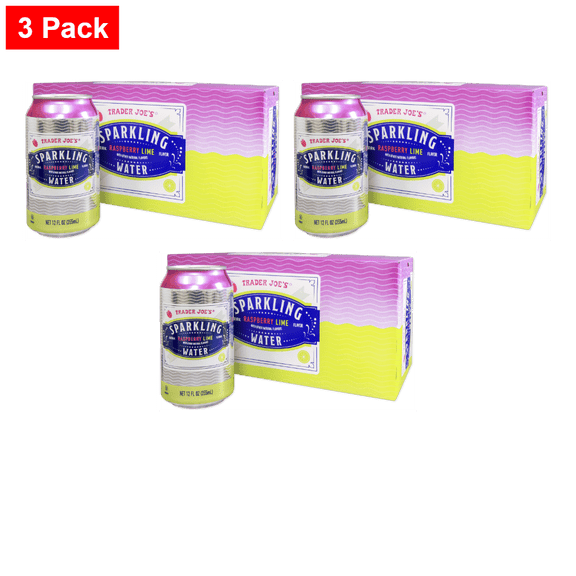 Trader joe's Raspberry Lime Sparkling Water 12 Fl Oz (8 Cans) - 3 Pack