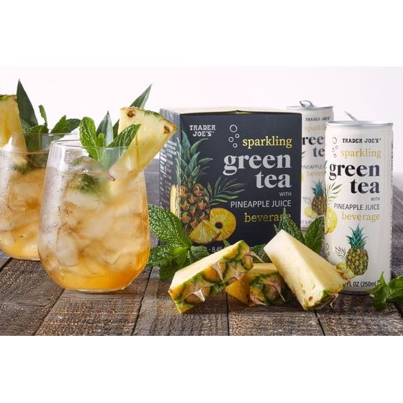 Trader joe's Sparkling Green Tea with Pineapple 8.45 Fl Oz - 1 Pack