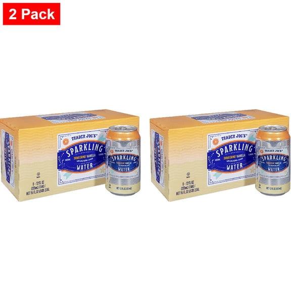 Trader joe's Sparkling Tangerine Vanilla Water 12 Fl Oz (8 Cans) - 2 pack