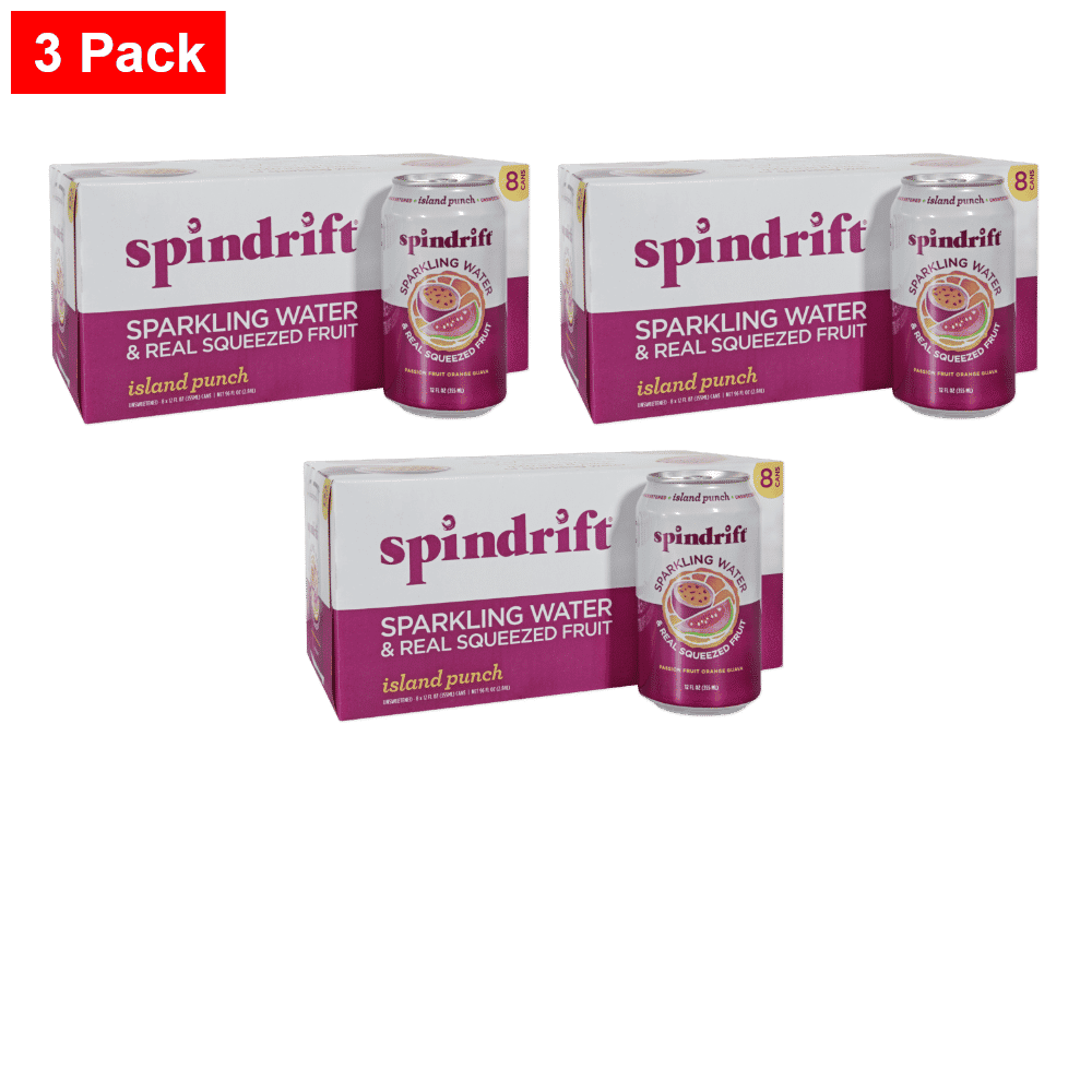 Trader joe's Spindrift Island Punch Sparkling Water 12 Fl Oz (8 Cans) - 3 Pack