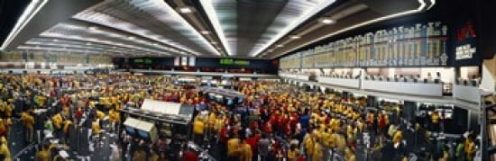 Traders in a stock market Chicago Mercantile Exchange Chicago Illinois USA Canvas Art - Panoramic Images (36 x 12)