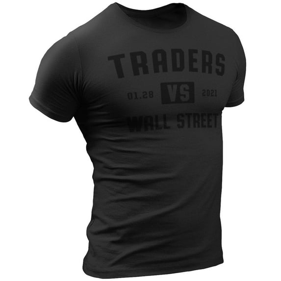 Traders vs Wall Street Shirt - Individual Investors vs. Hedge Funds T-Shirt (3. Traders vs Wall Street Black on Black, XXX-Large)