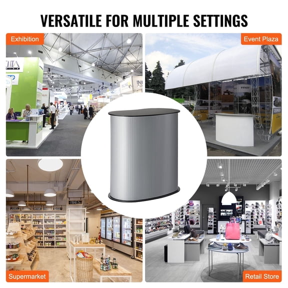 Portable Tradeshow Podium Table 35.43 x 19.29 x 37.01 Inch Foldable Exhibition Counter Stand with Hollow Storage, Carrying Bag, Retail Booth Display Podium for Trade Shows Events Retail Promotion