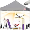 thumbnail image 1 of Tradesparker 10×10 Pop Up Canopy Tent-Commercial Instant Shelter-Trade Show Canopies with LED Curtain & 4 Dual-Row Casters,Weight Kit for Beach,Events,Parties,Camping,Gazebo Shade,Gray, 1 of 7