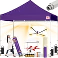 thumbnail image 1 of Tradesparker 10×10 Pop Up Canopy Tent-Commercial Instant Shelter-Trade Show Canopies with LED Curtain & 4 Dual-Row Casters,Weight Kit for Beach,Events,Parties,Camping,Gazebo Shade,Purple, 1 of 7