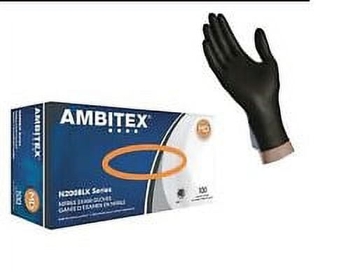 TRADEX INTERNATIONAL TradexAmbitex Powder Free Nitrile Exam Glove, Large, Black | 100/Box