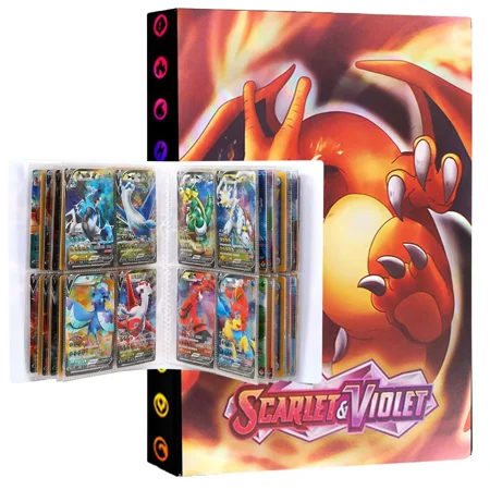 Trading Card Binder, 4-Pocket Album Book Holder, Fits for TCG Game 240 Cards-LOR3