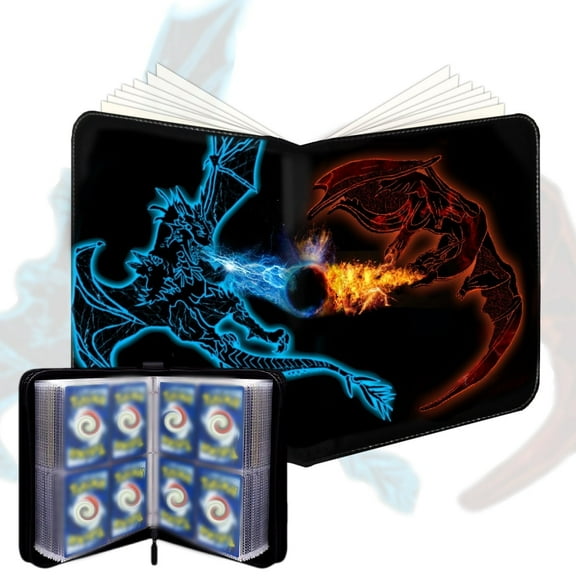 Trading Card Binder, 4-Pocket Cards Binder Album Holder Fits 400 Cards with 50 Removable Sleeves Portable rading Cards Holder Sleeves Portable Card Collector with Zipper Holder Greeting Cards