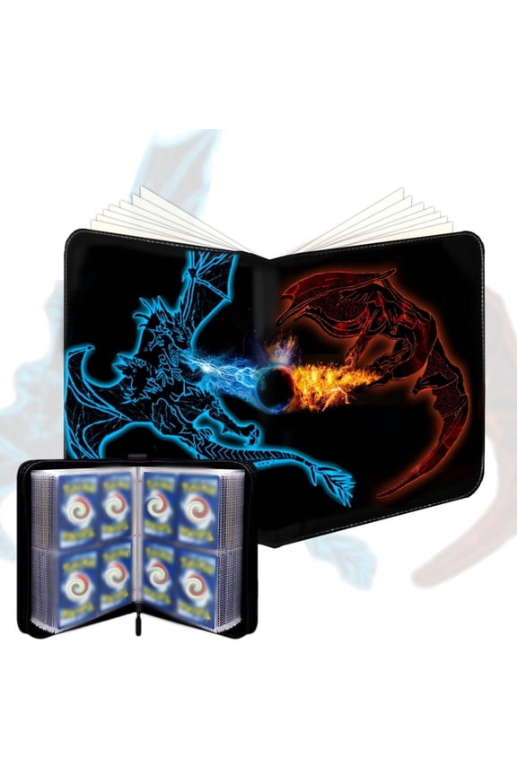 Trading Card Binder, 4-Pocket Cards Binder Album Holder Fits 400 Cards with 50 Removable Sleeves Portable rading Cards Holder Sleeves Portable Card Collector with Zipper Holder Greeting Cards