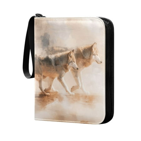 Trading Card Binder 400 Capacity PU Leather Zippered Collection Card Album for Sports Game Cards Abstract Wild Animals