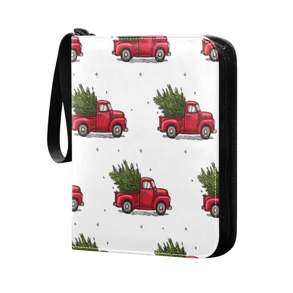 Trading Card Binder 400 Capacity PU Leather Zippered Collection Card Album for Sports Game Cards Truck Carrying Tree Pattern