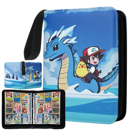 HBK 900 Pocket Trading Card Binder with 50 Sleeves, PU Leather 3-Ring Trading Card Album for TCG MTG Game Cards Collection