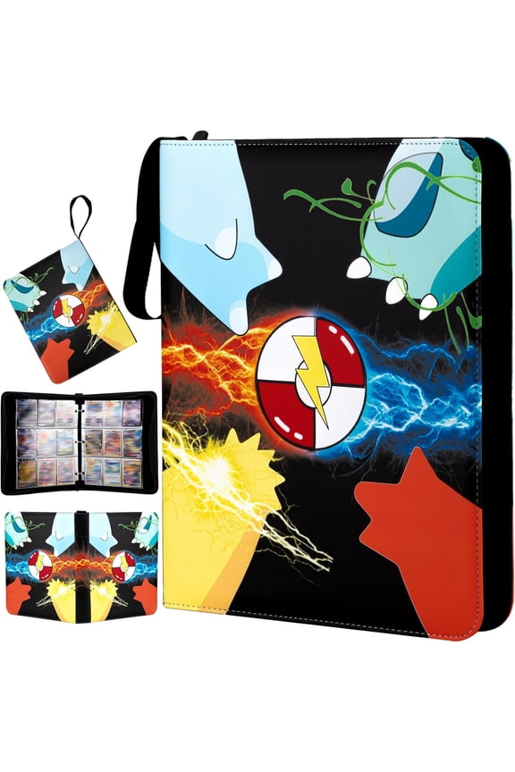Trading Card Binder 9 Pocket,50-Page Double-Sided Storage Collection Book,Premium Card Binder 900 Pockets,3-ring Zipper Trading Card Holder is A Toys Gift for Girls and Boys(Black 9 pocket