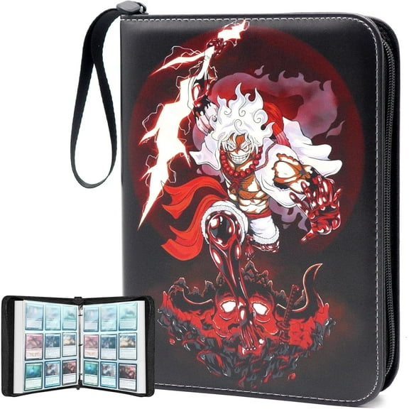 Trading Card Binder, 9 Pocket with 50 Sleeves up to 900 Cards One Piece TCG Card Binder, Waterproof Card Storage Bag with Sleeves