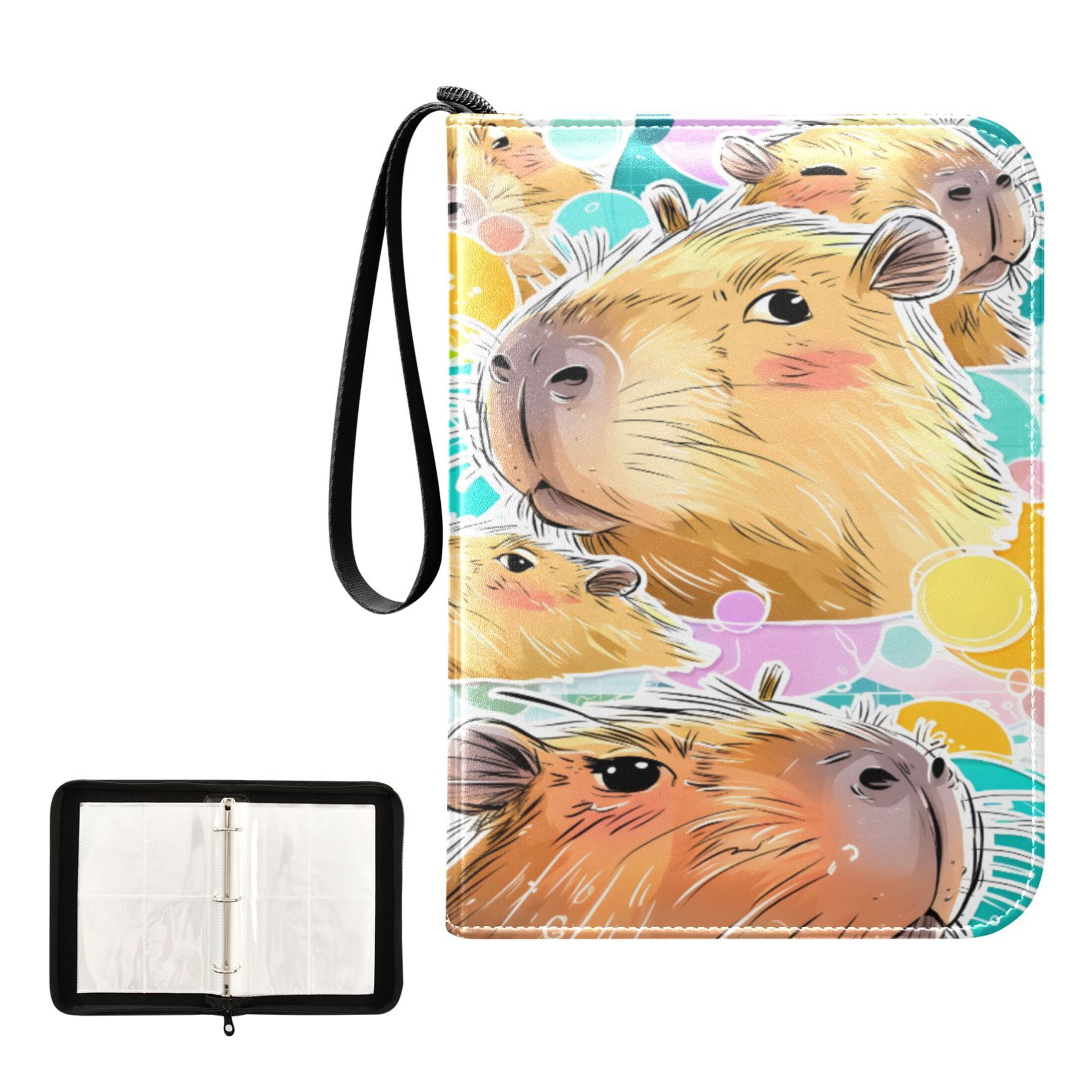 Trading Card Binder Album 400 Pockets 50 Removable 4-Pocket Pages Waterproof Adorable Capybara Poster