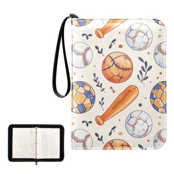 Trading Card Binder Album 400 Pockets 50 Removable 4-Pocket Pages Waterproof Baseball Bats Soccer Basketball