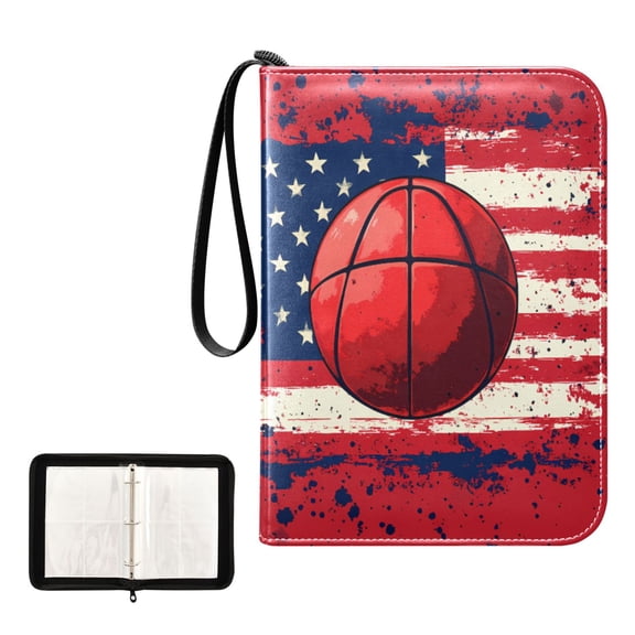 Trading Card Binder Album 400 Pockets 50 Removable 4-Pocket Pages Waterproof Basketball and American Flag