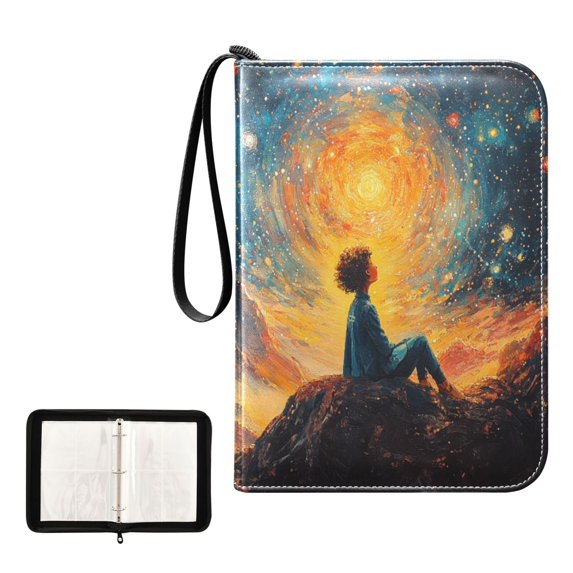 Trading Card Binder Album 400 Pockets 50 Removable 4-Pocket Pages Waterproof Child Look at Stars