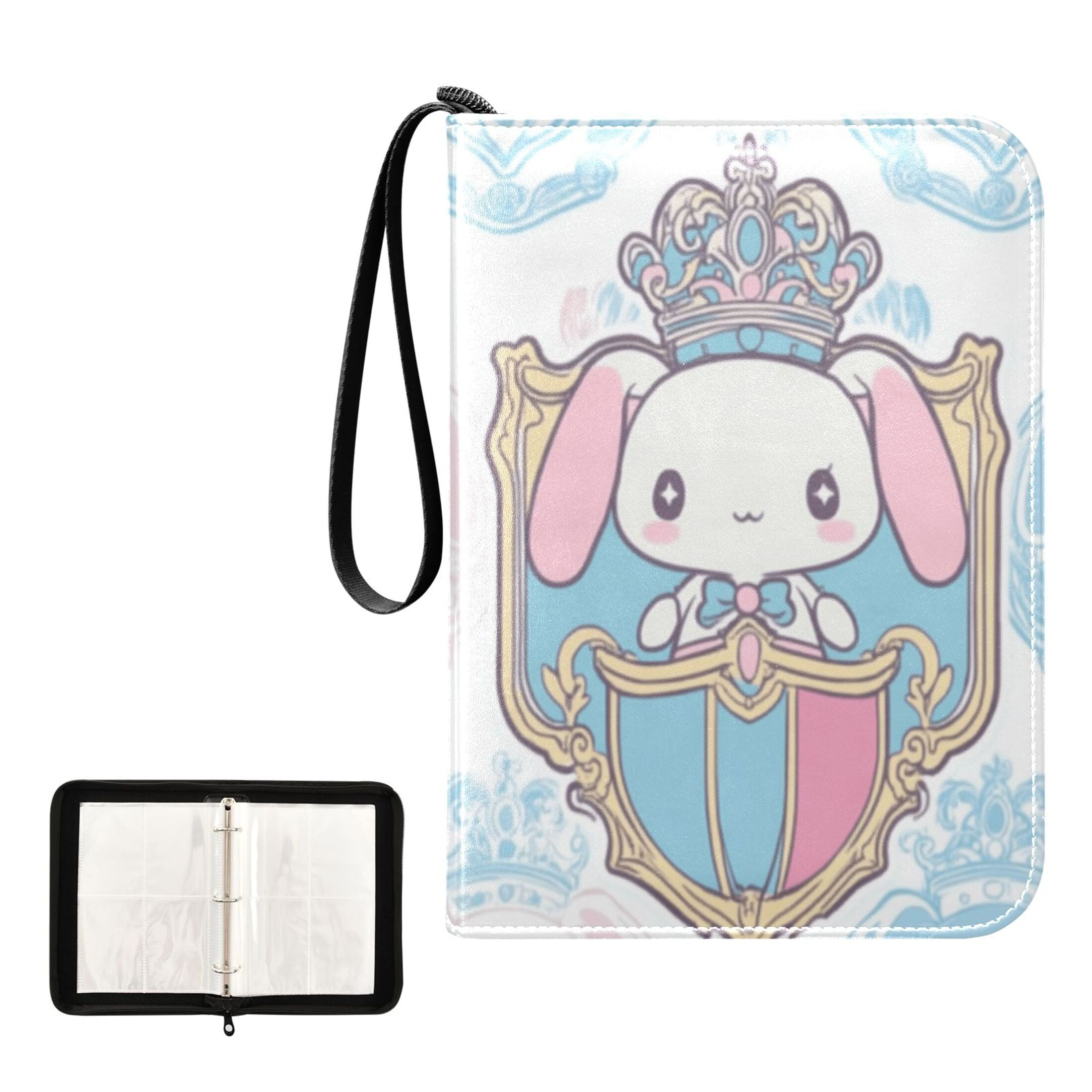 Trading Card Binder Album 400 Pockets 50 Removable 4-Pocket Pages Waterproof Cinnamoroll with Crown and Shield