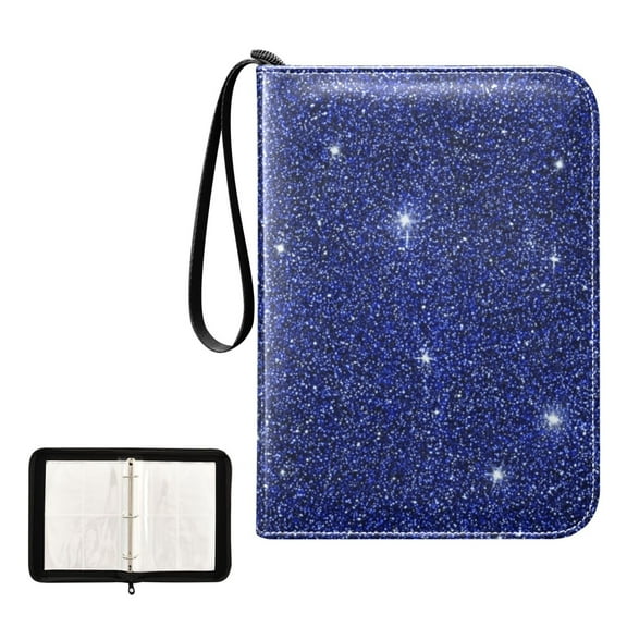 Trading Card Binder Album 400 Pockets 50 Removable 4-Pocket Pages Waterproof Deep Blue Sparkling and Shining