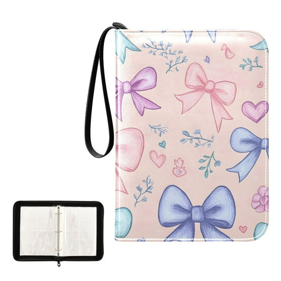 Trading Card Binder Album 400 Pockets 50 Removable 4-Pocket Pages Waterproof Differently Cartoon Bow